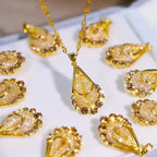 14K Gold-Plated Zircon Mesh Drop Necklaces