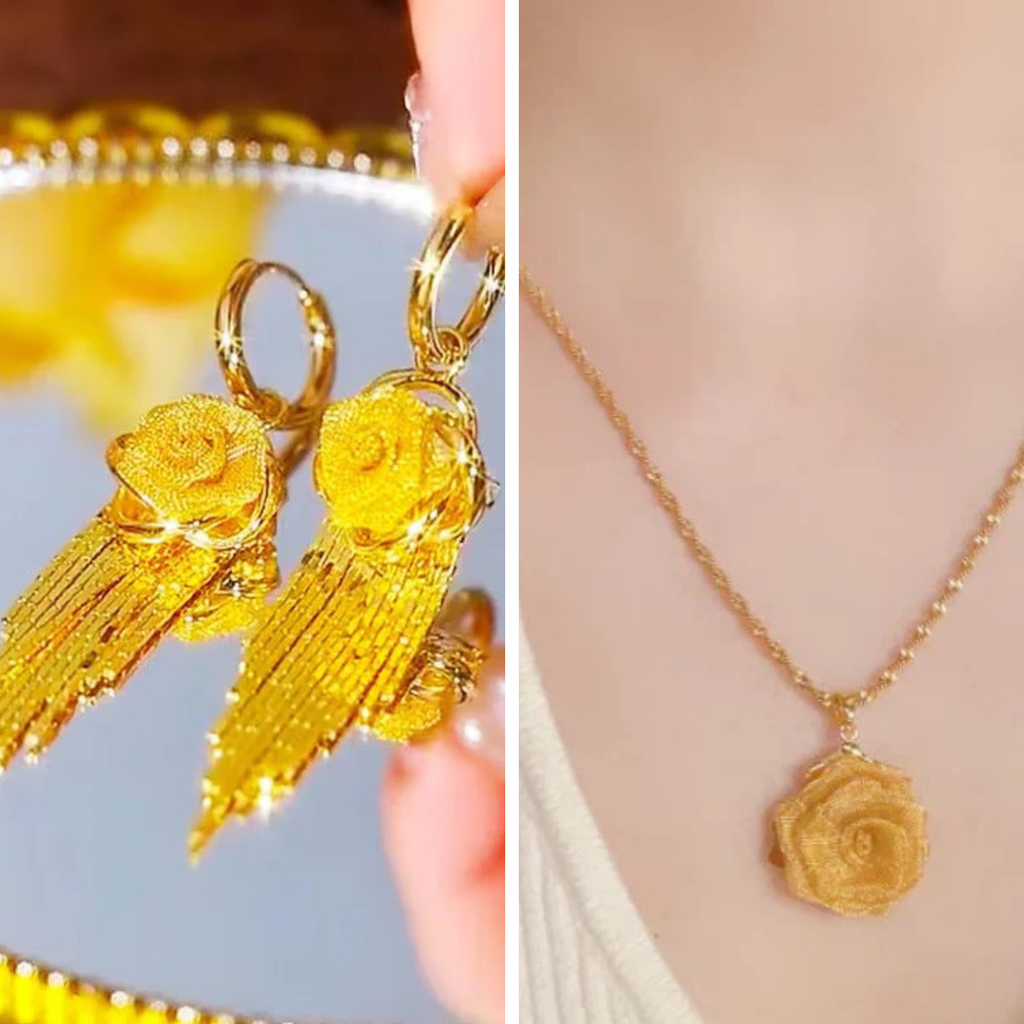 14 k Gold Rose Set