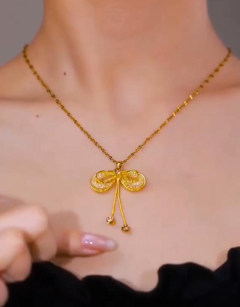 14K GOLD PLATED BOW NECKLACE